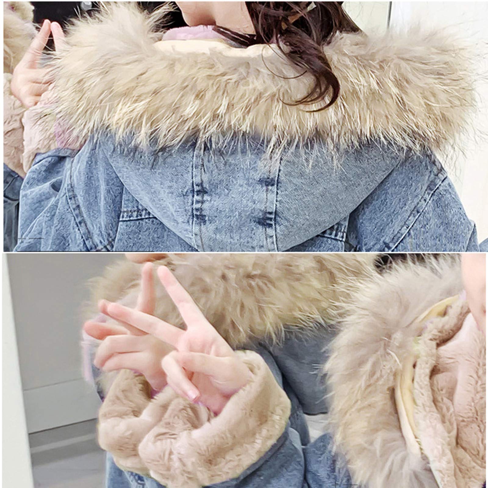 Kinder Jacke Jeansjacke Pelzkragen Kapuzenjacke Winter Jacke Baby Mädchen Jungen Sweatshirts Mäntel Mit Reißverschluss Denim Tops Warme Mantel