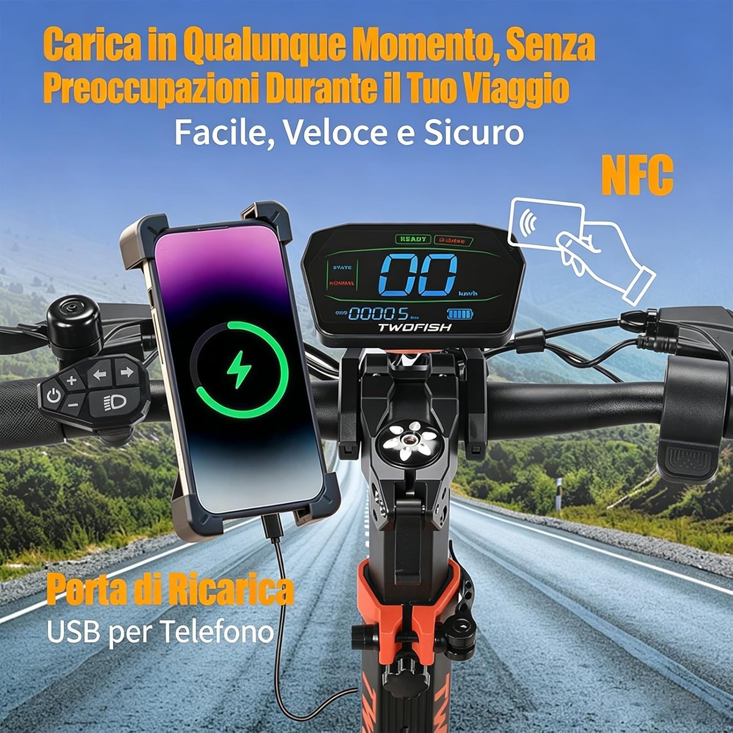 V4MAX Monopattino Elettrico per Adulti, 52V 23Ah, 45-55Km di Autonomia | Limite Di Velocità Sbloccabile,Display HD,Pneumatici 10",Sblocco NFC,Doppia Sospensione&Freno a Disco,Supporto per Telefono