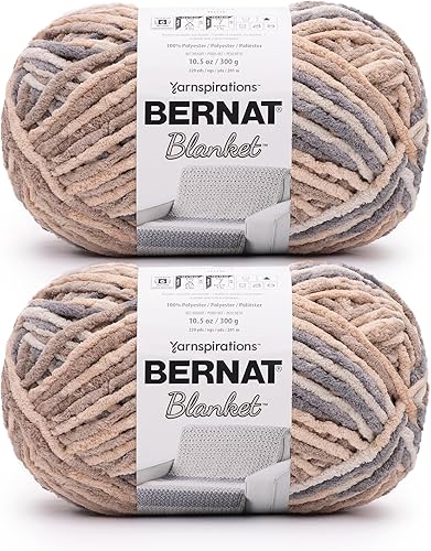 Bernat Manta  Paquete de 2 hilos de abedul tostado 100% poliéster de 220 yardas10.5 onzas