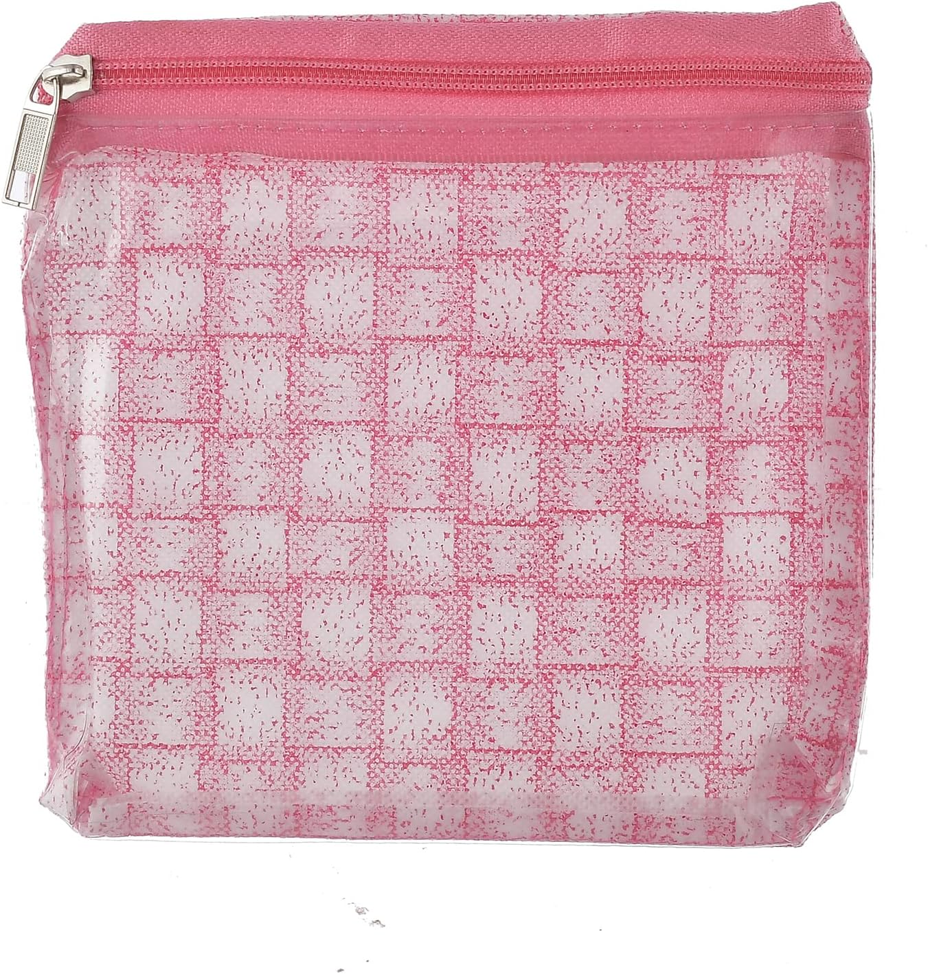 Kuber Industries Check Design Laminated PVC Jewelry Organiser Jewelry Storage Bags for Necklace, Earrings, Rings, Bracelet With 10 Transparent Pouches (Pink)-HS43KUBMART25836