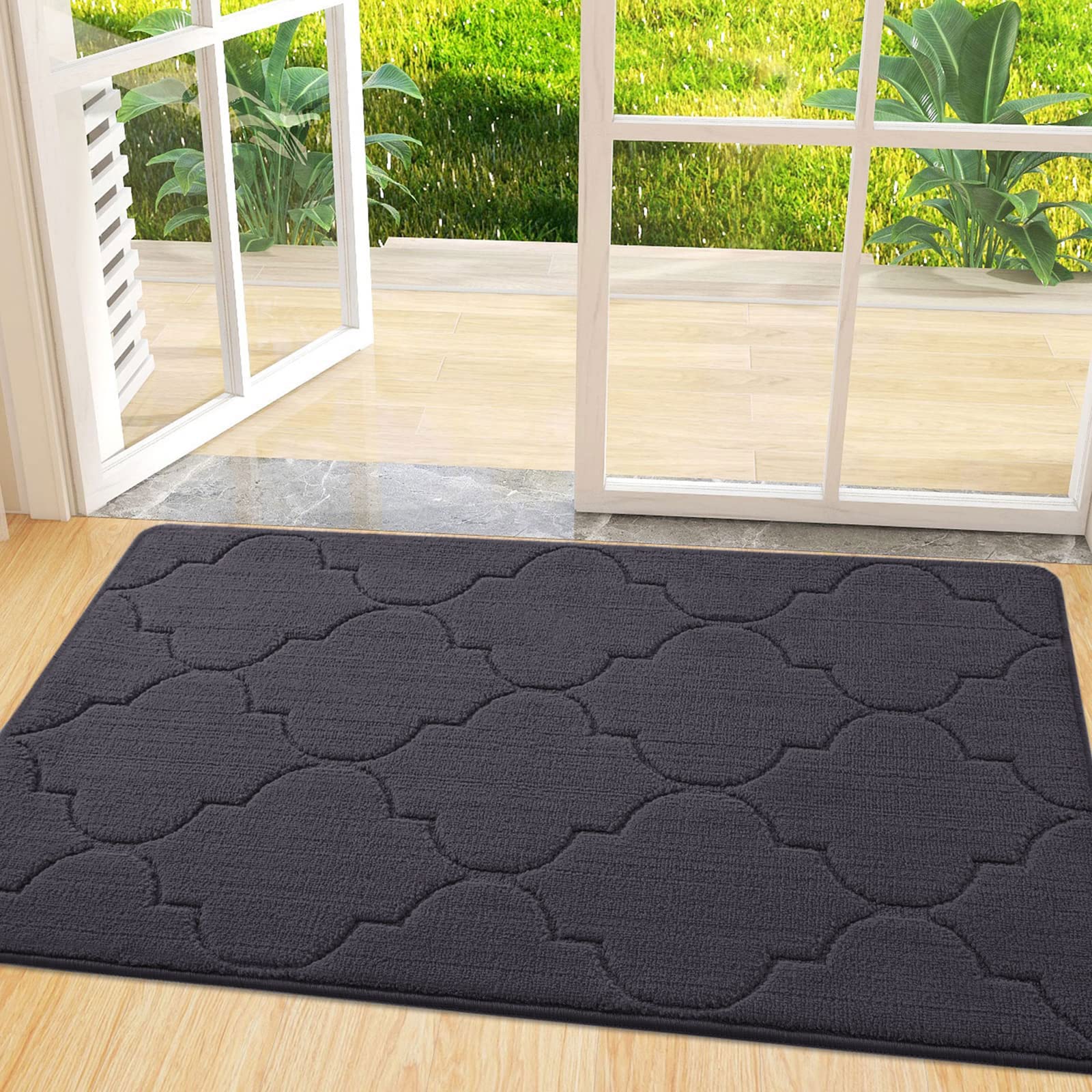 Arotive Door Mat, Indoor Mat, Non-Slip, Dirt Resist, Absorbent Entryway Doormat, Low-Profile Inside Front Doormats for Entrance (48x32 inches, Dark Grey)