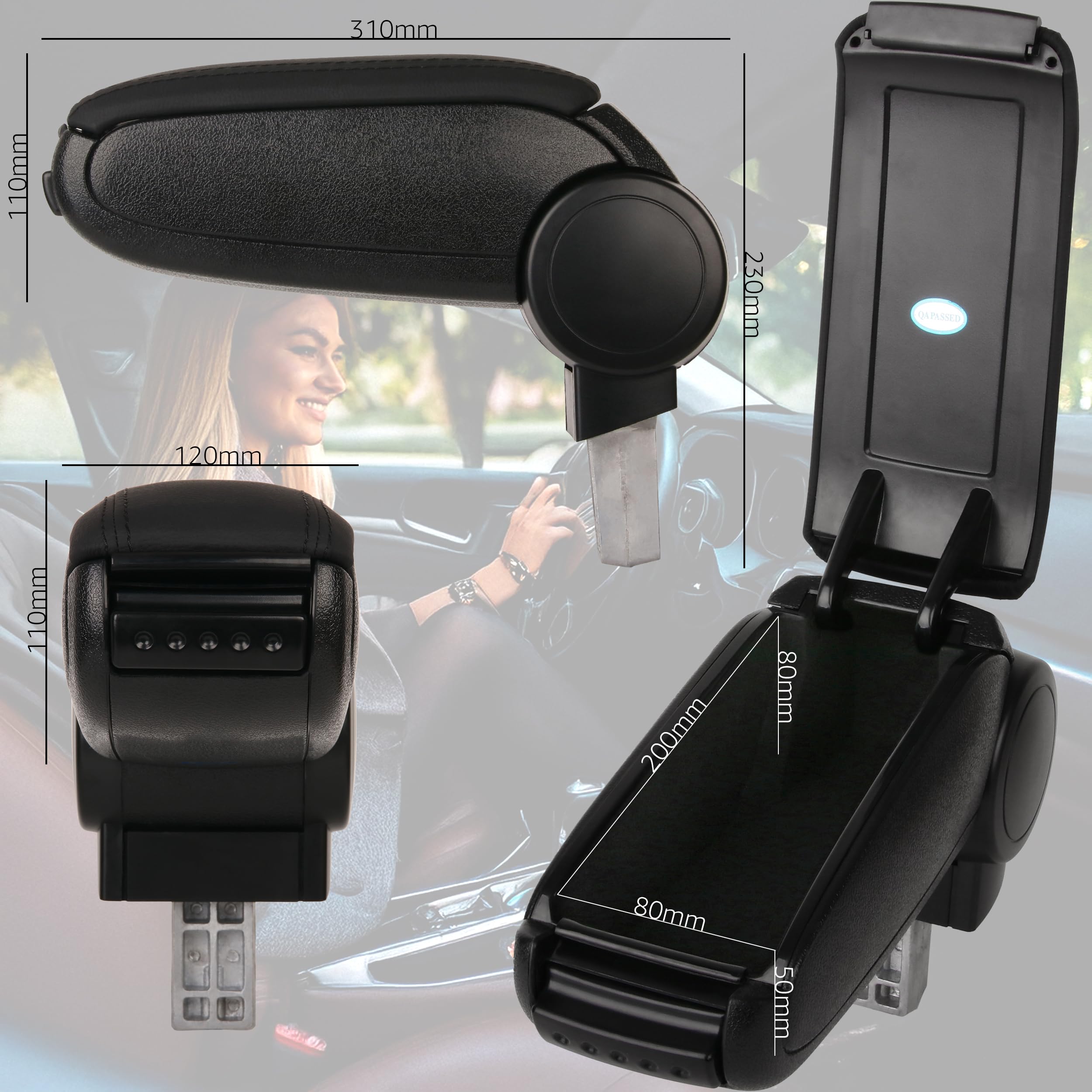 Recambo Mittelarmlehne Armauflage mit Fach kompatibel für VW Caddy III | Typ 2K 2C | BJ 2004-2015