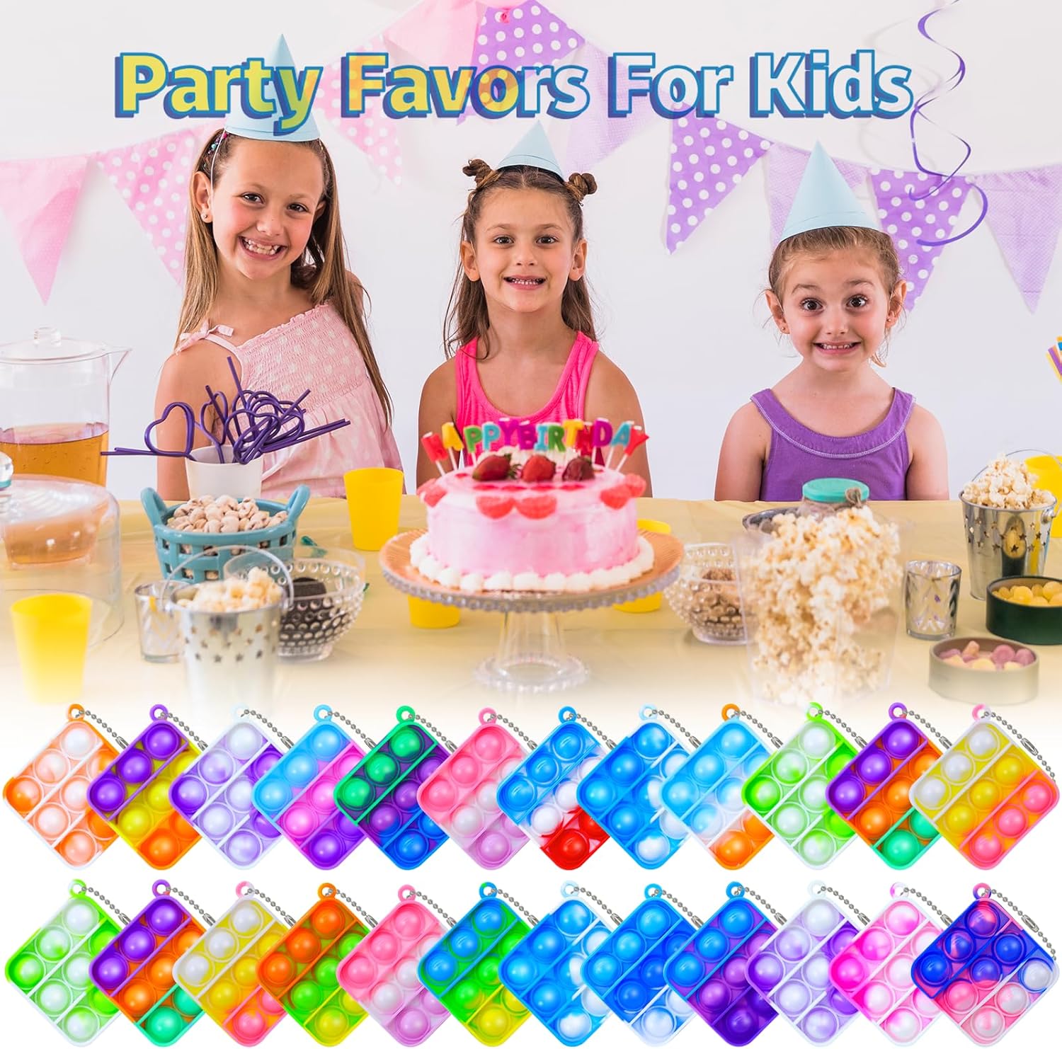 72 Pcs Kids Party Favors Pop Fidget Keychain lt Mini Fidget Toys Bulk for Kids Goodie Bag Stuffers Classroom Prizes It Bubbles Poppers Students Bulk Toys