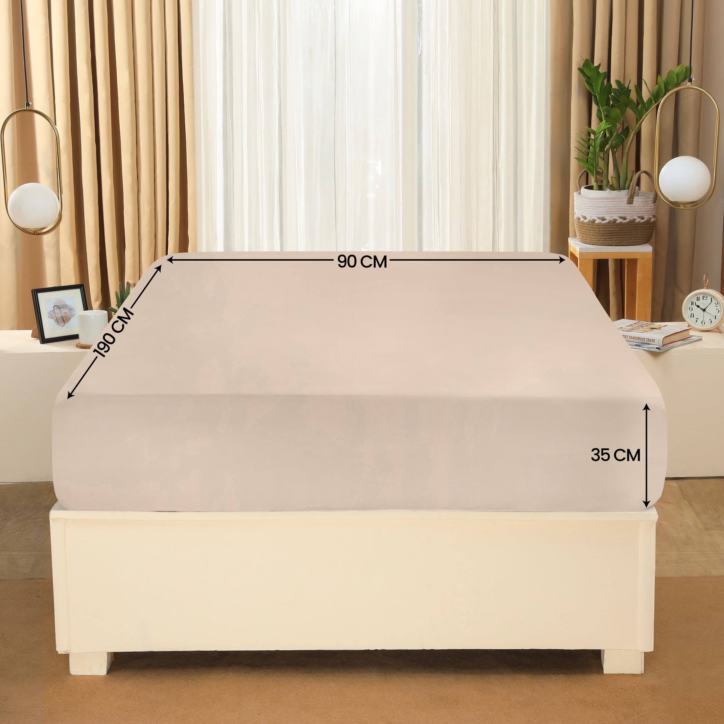 Utopia Bedding Lenzuolo con Angoli Una Piazza - 90x190cm - Beige - Microfibra di Poliestere Spazzolato - Lenzuolo sotto Singolo con Angoli Elasticizzato