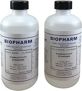 Conductivity Standard 2-Pack — 250 mL (8.4 fl oz) Each: 100 μS and 1413 μS — NIST Traceable — for 2-Point Calibration