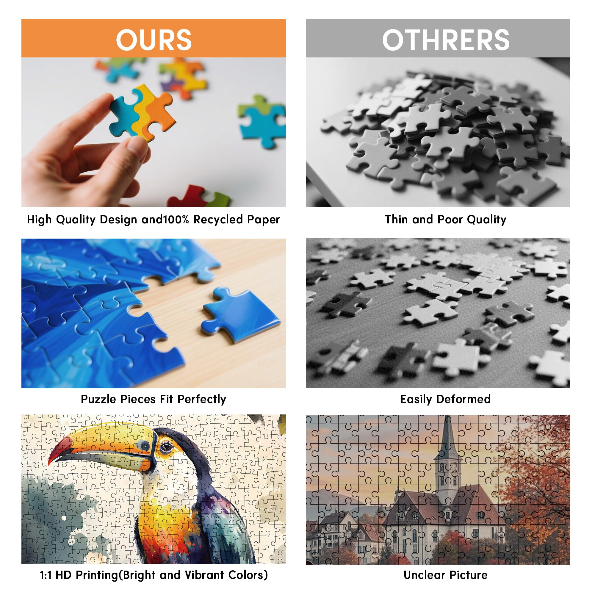 1000 Elementów Puzzle dla Dorosłych - Trudne i Wymagające - Prezent dla Miłośników Puzzli Tukan (styl malarstwa olejnego 70 x 51 cm)