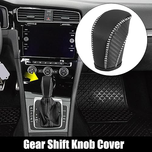Miniatura 2 de X AUTOHAUX Cubierta de piel sintética para palanca de cambios para Volkswagen Jetta Tiguan 2011-2019 Passat Beetle 2012-2019 Atlas 2018-2019 CC