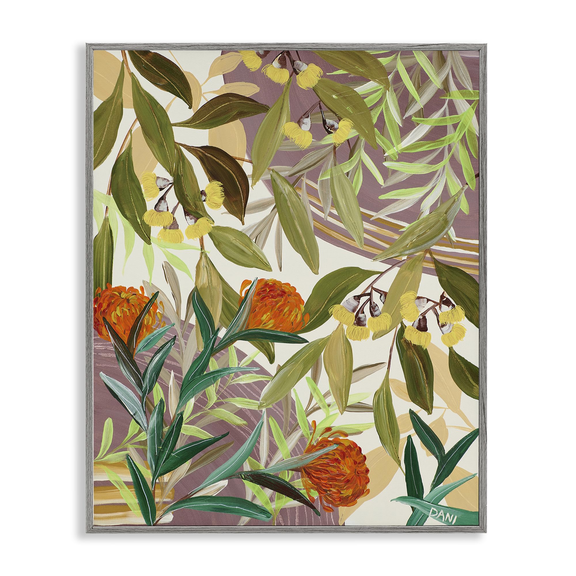 Stupell Industries Farmhouse Gray (Textured) Floral Landscape Nature, 24 X 30 Inch Framed Giclée Print