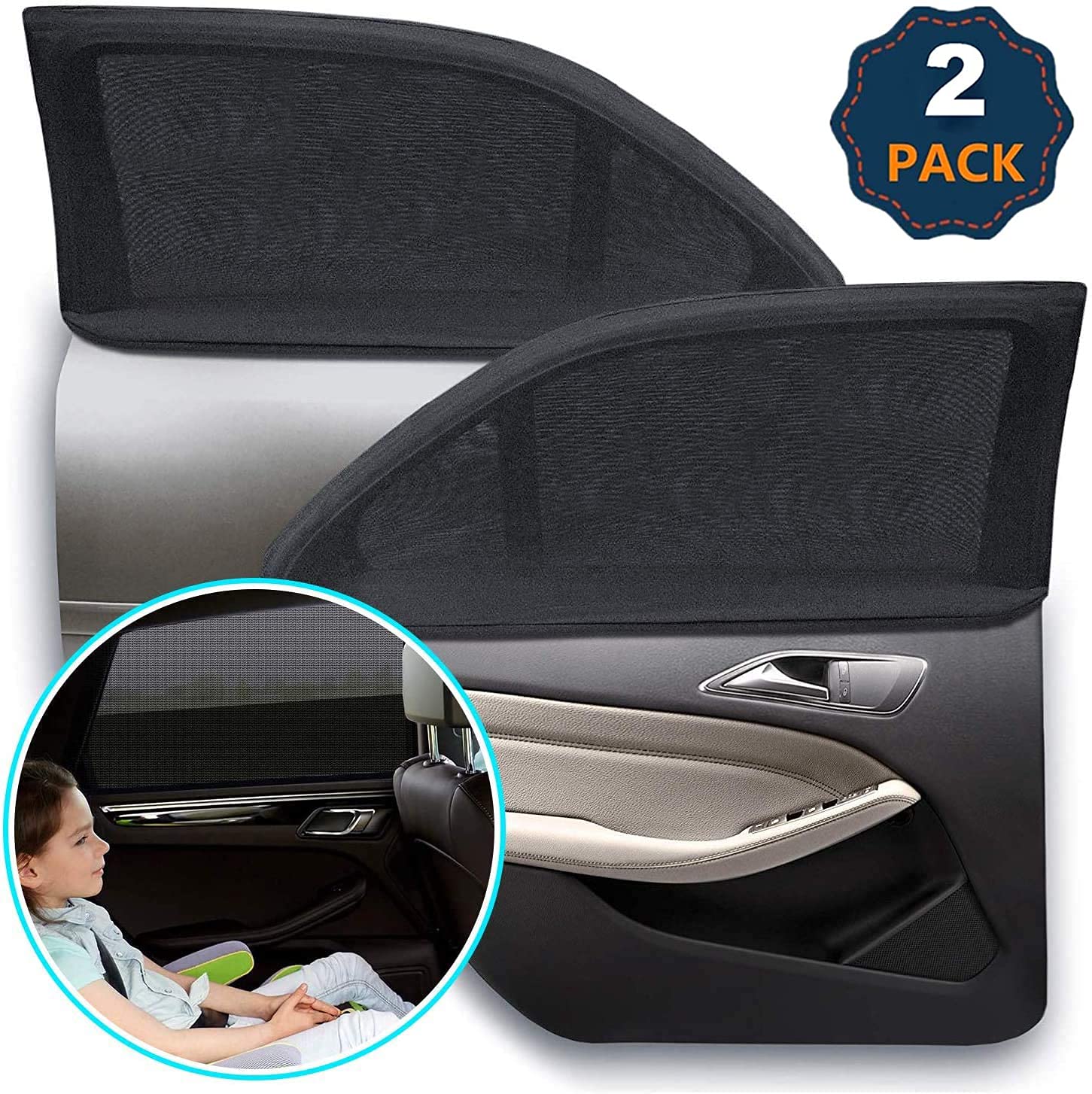 zehzehhLK990Car Window Shade, 2 Pack Car Side Window Baby Kid Pet Breathable Sun Shade, Sun Protection for Your Child Kid Pet