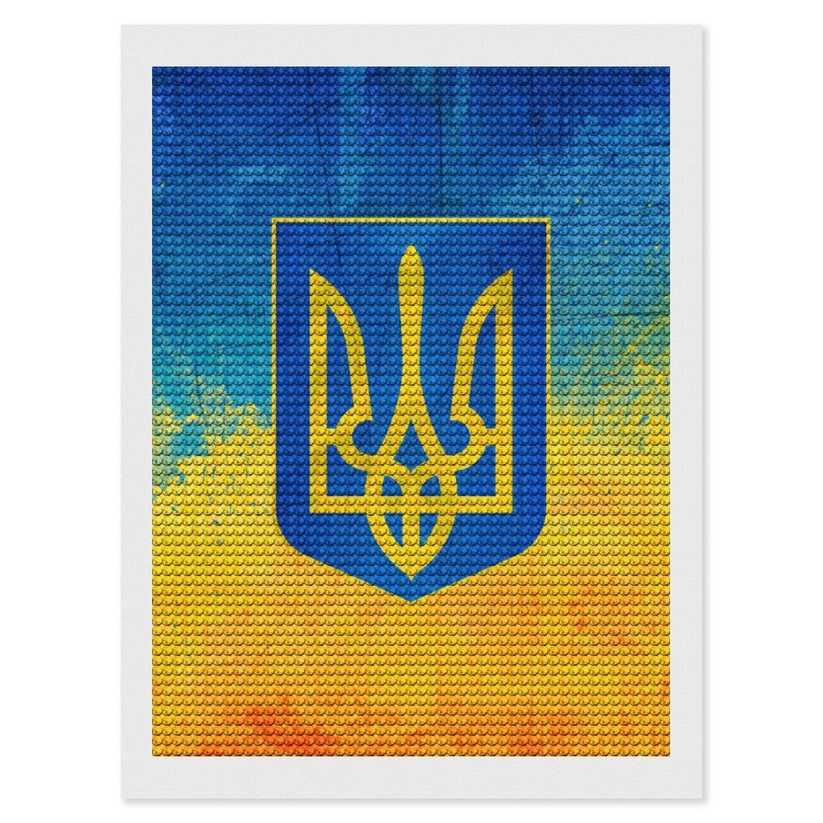 Nclqvjxzkhw Style Ukrainian Flag Diamond Art Painting For Adult Round Diamonds Pictures Arts Crafts Home Wall Decor 12"X16"