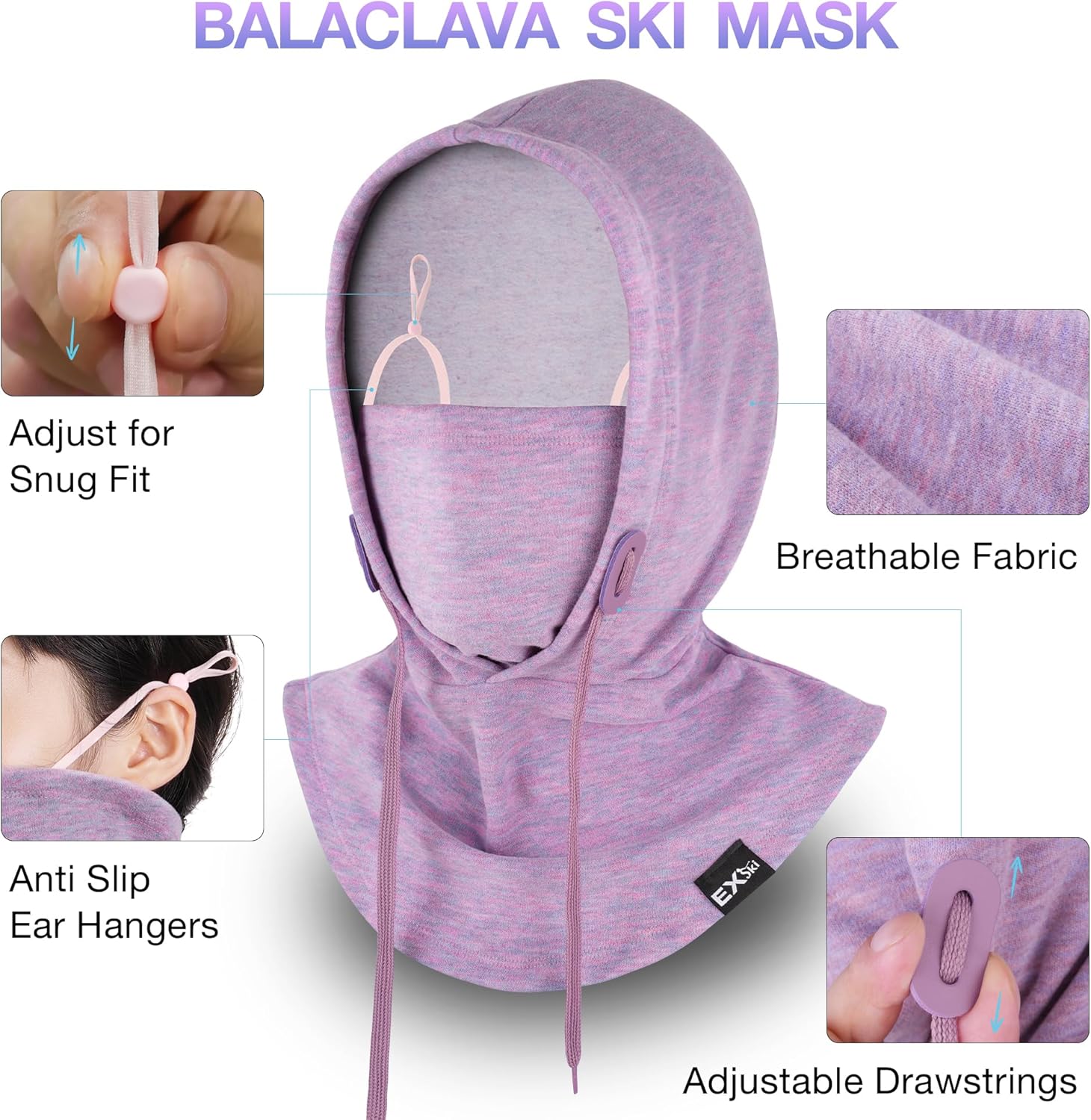 Balaclava Face Mask, 4-in-1 Warm Winter Ski Mask for Men Women Neck Warmer for Skiing Cycling - Image 5