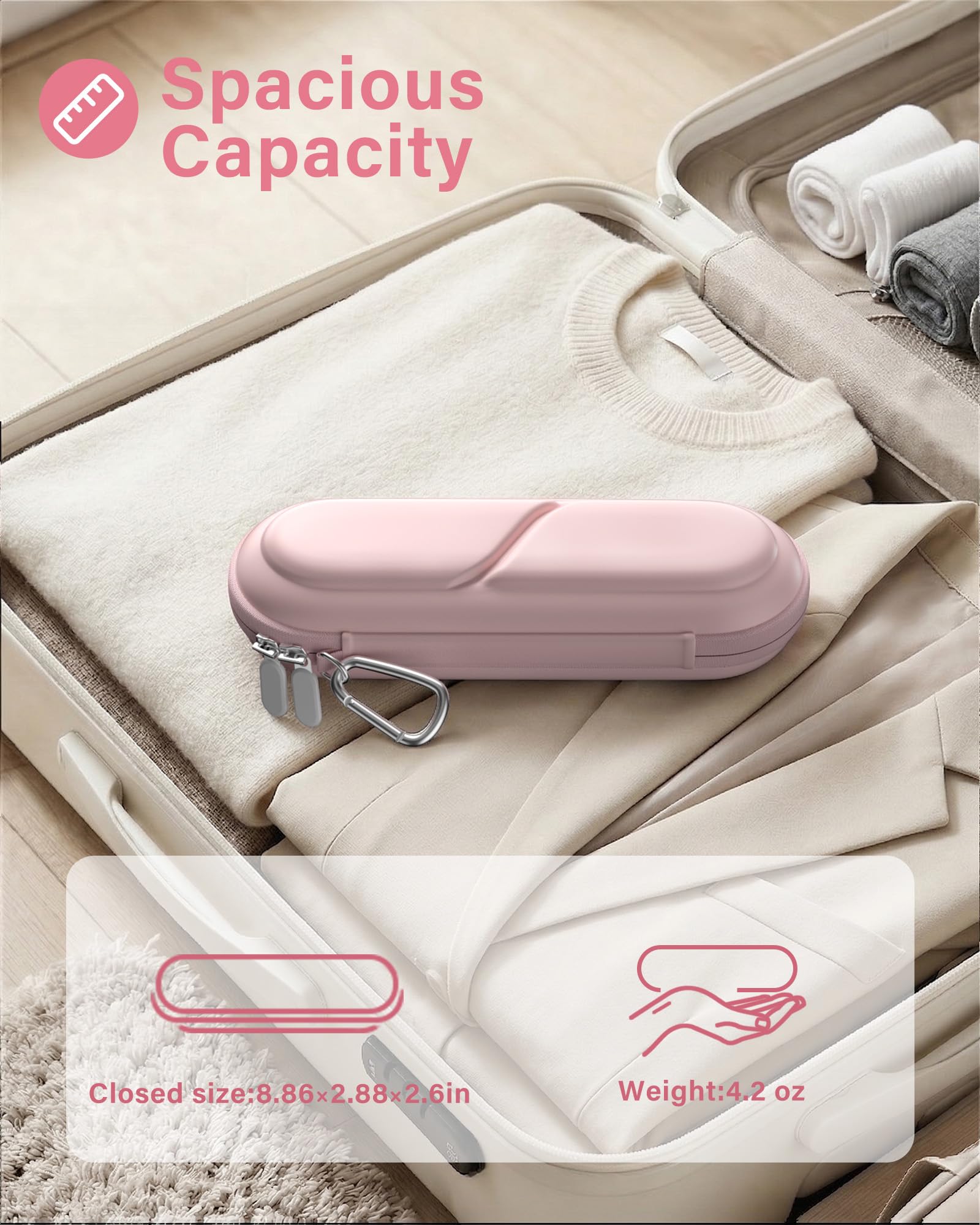 ProCase 歯ブラシケース 携帯用 コンパクトな旅行用 EVA製 Oral-B Philips対応 - ピンク | 電動歯ブラシケース,アクセサリー収納付き,多機能,軽量,耐久性,持ち運び便利,出張や旅行に