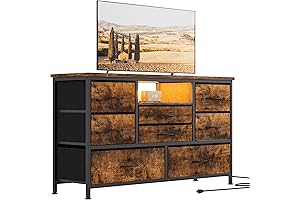 8-Drawer Wood Top Dresser TV Stand for 55-Inch TV