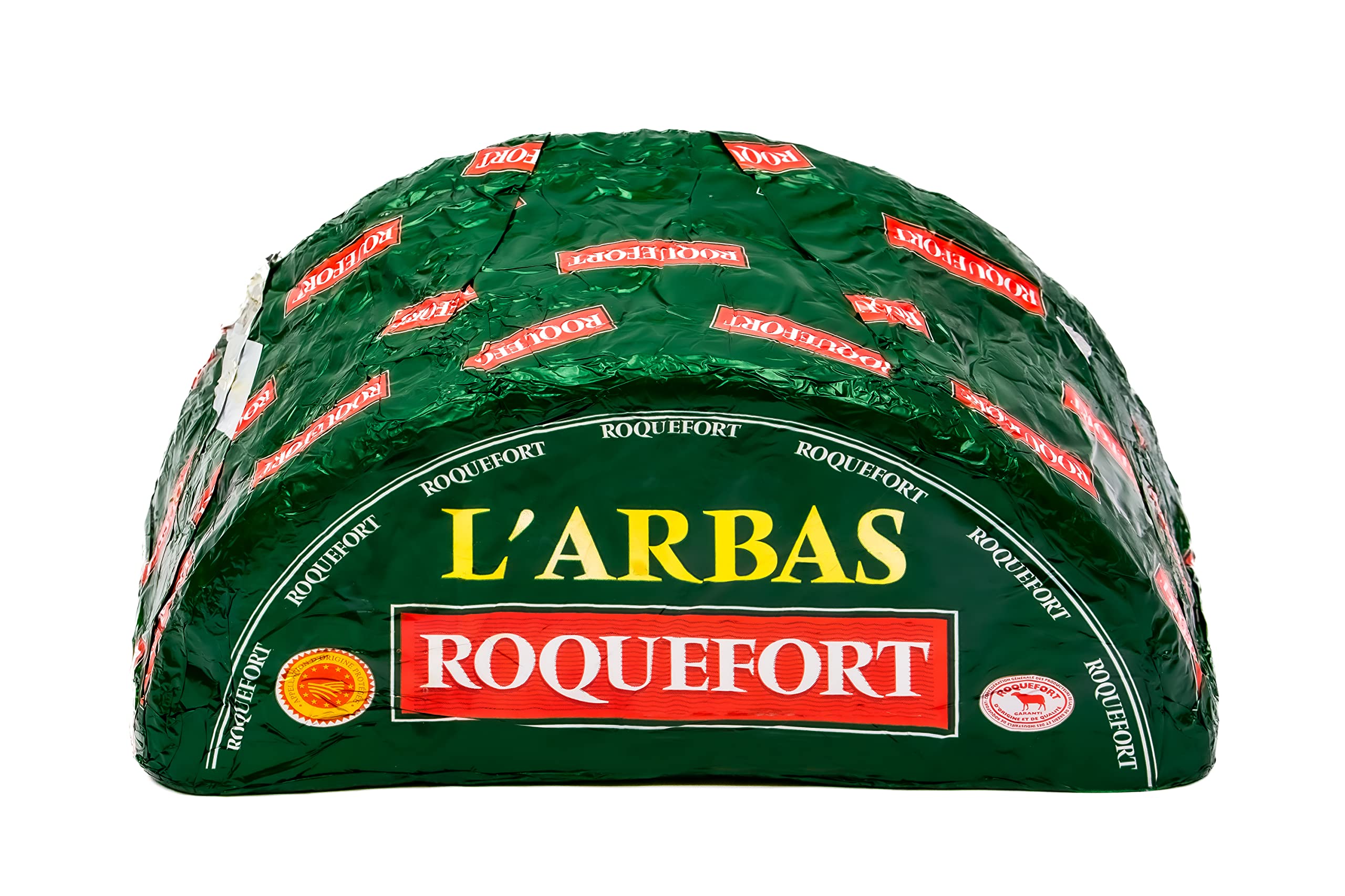 Roquefort-Käse L'Arbas AOP - 1x ca. 1,4KG - französischer Schafs-Käse, 3 Monate gereift, Edelpilzkäse, ideal als Pizzabelag, zu Wein oder in Soßen