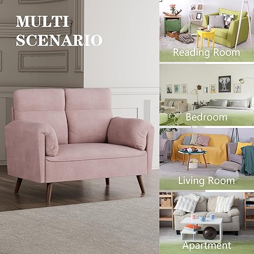 Miniatura 8 de JAMFLY Sofá biplaza de 49 pulgadas, sofá pequeño para sala de estar, asientos biplaza modernos de mediados de siglo con cojines traseros y patas de