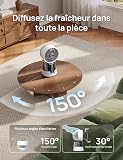 DREO TurboCool Ventilatore 516S, ventilatore tavolo oscillazione 150° + 30°, raffrescatore evaporativo 7,9 m/s, nebbia ultrafine, silenzioso 20 dB, 6 velocità, 2 modalità, controllo app + telecomando. - 6