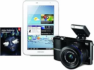 Samsung NX1100 Kit de caméra numérique compacte 20,3 Mpx 20,3 à 50 mm et Samsung 7.0 Galaxy Tab 2 Blanc 8 Go Wi-FI Android 4.0