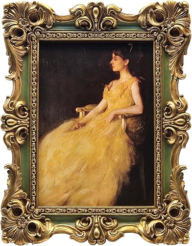 Miniatura 12 de CISOO Marco de fotos vintage de 4 x 6 pulgadas, marco de fotos antiguo y ornamentado en verde y dorado, para exhibición en mesa y pared, diseño