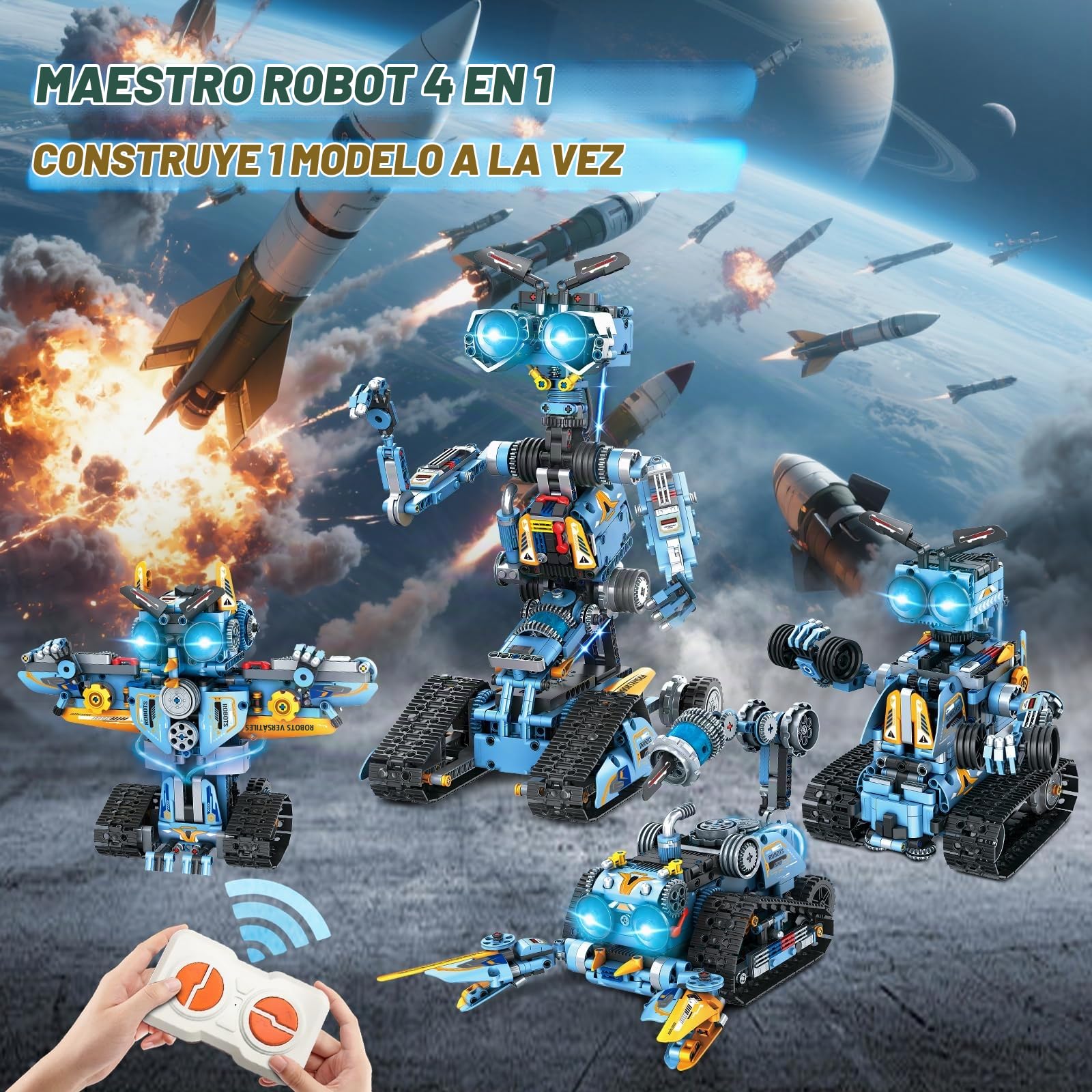 OKKIDY Juguetes de construcción de Robots para niños, Kit de robótica 4 en 1 con Control Remoto Juguetes de Bloques de construcción Stem Regalos para Navidad niños y niñas de 6+ años (813 Piezas)
