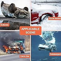 Vista 4 de THINKWORK Martillo de seguridad para automóvil para regalos de adolescentes y damas, paquete de 2 herramientas de escape de emergencia tres en uno