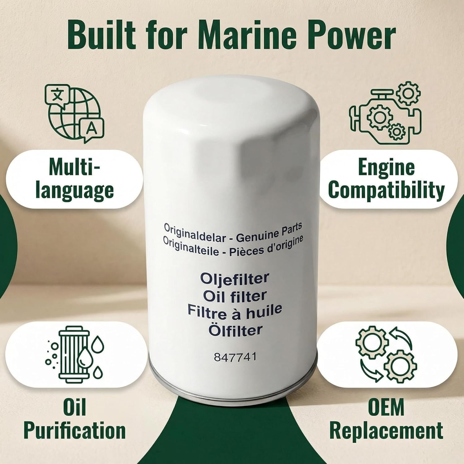 847741 Oil Filter Compatible with Volvo Penta TAMD61 62 63 71 72 73 74 75 122 Engine