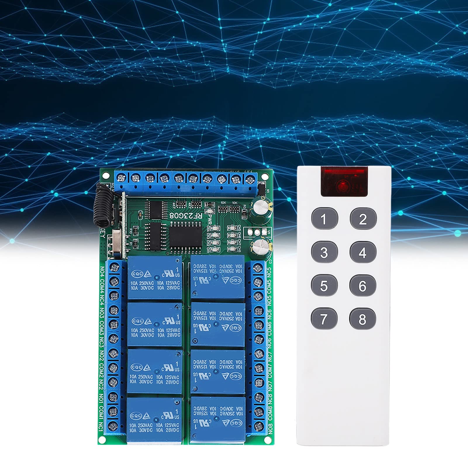 Télécommande à 8 Canaux, 8 Canaux 433,92 MHz, Encodage Fixe Multifonctionnel, Module de Télécommande de 100 Mètres, Commutateurs de Sortie (12V)