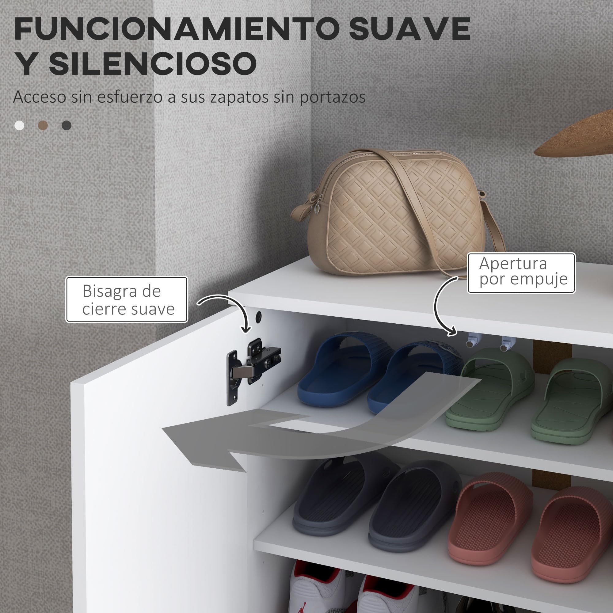 HOMCOM Mueble Zapatero con Espejo Armario Zapatero 60x32x95 cm Blanco | 18 Pares de Zapatos, 5 Estantes Ajustables, para Recibidor