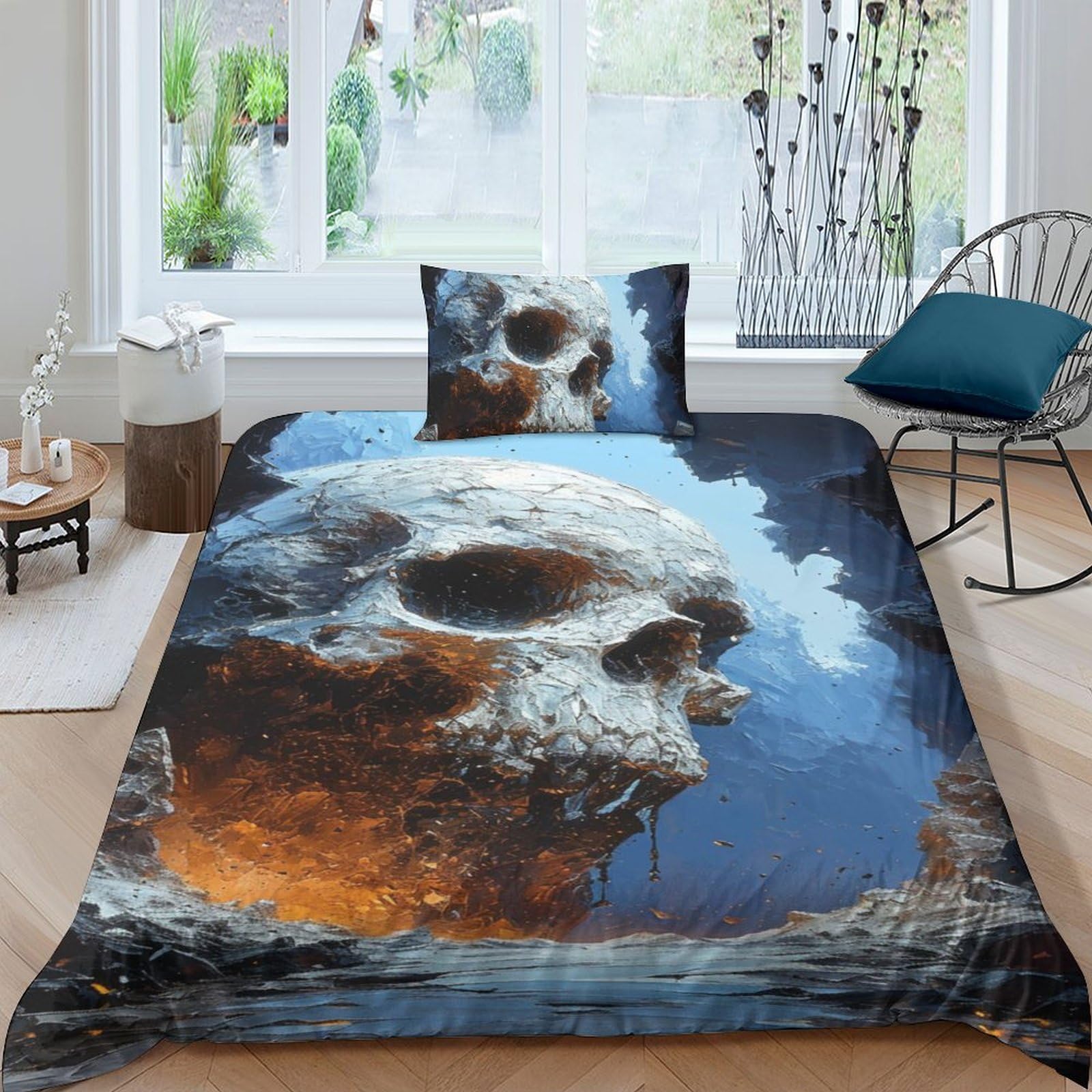 Parure de lit enfant cyberpunk skeleton 3D housse de couette garçon et fille 135x200