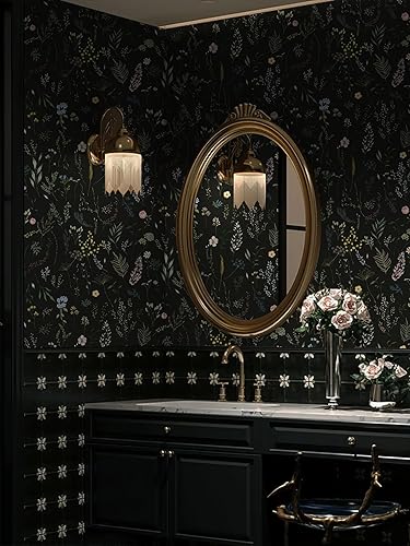Miniatura 10 de Dimoon Papel tapiz floral de 78.7 x 16.1 pulgadas, papel de contacto beige grueso, papel tapiz grueso de flores delicadas, impermeables, hojas
