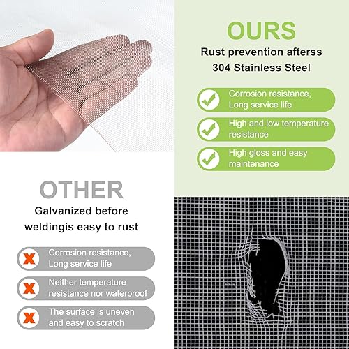 Miniatura 4 de PATIKIL Pantalla de ventana y pantalla de repuesto para puerta, malla de alambre tejido de acero inoxidable 304, reemplazo de rollo de malla de