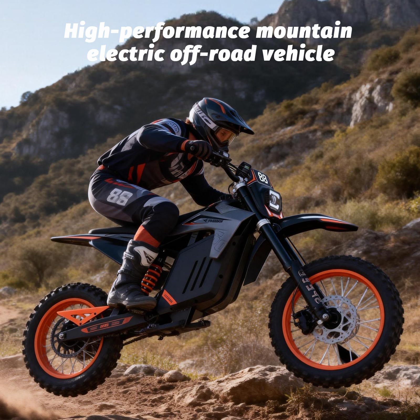 HWWH D5 E-Motocross Elektro Motorrad 48V 30Ah Akku, kraftvoller Motor, 14/12 Zoll Offroad-Reifen, Dual-Hydraulikbremse, Federung – 50km Reichweite – Nur für Privatgelände