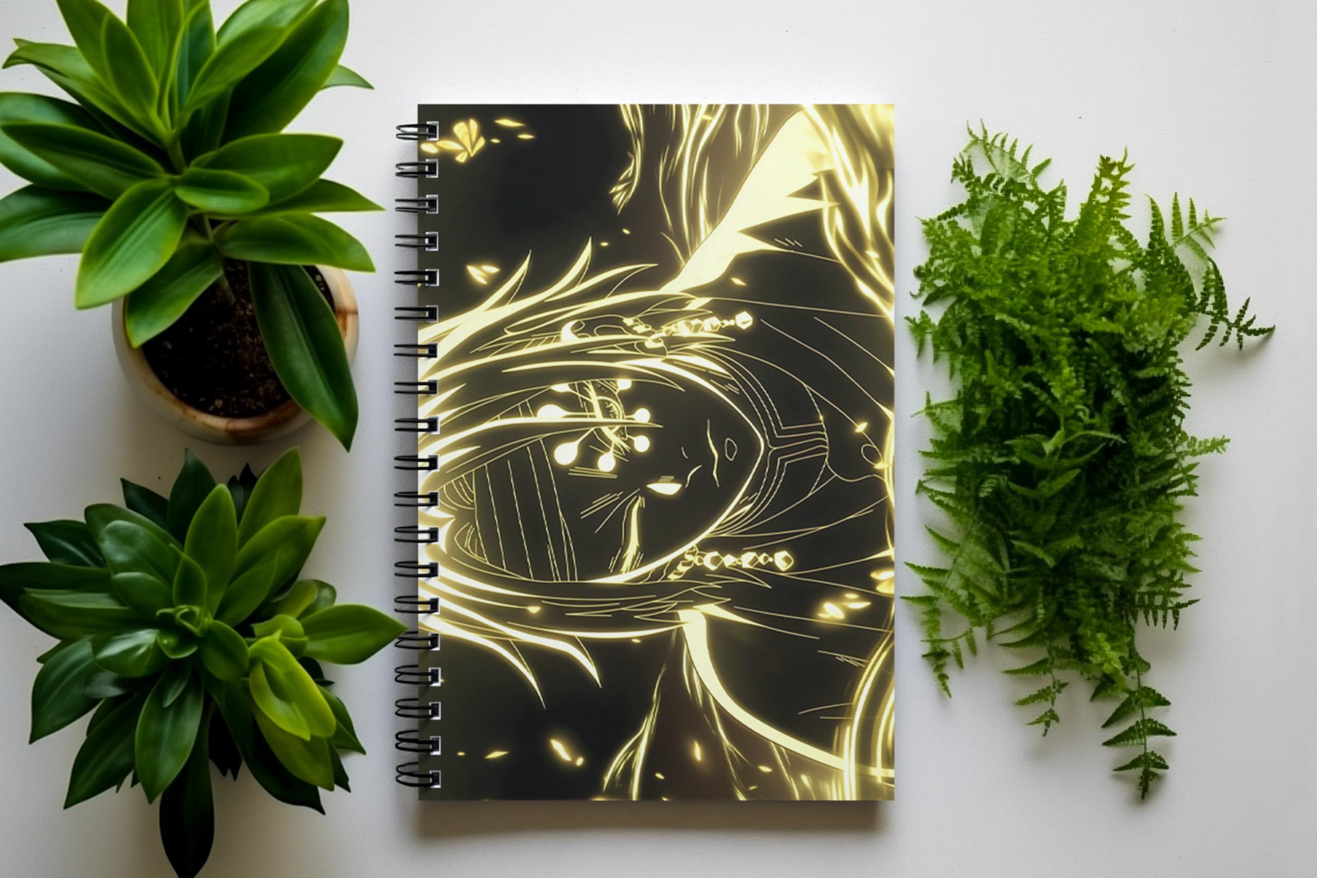 Graphic Word Anime Notepad A5 Size Unrulled 160 Pages 100gsm DO Paper Wire-O-Bound Spiral Notebook with Fantasy Illustration
