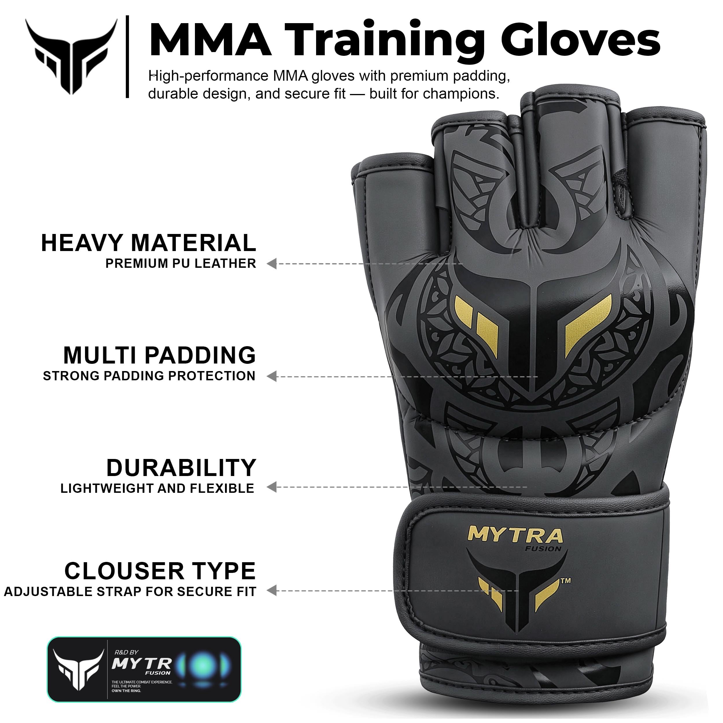 Guantes MMA Hombre y Mujer — Diseño de Palma Abierta Transpirable guantillas MMA Sparring con Soporte de Muñeca para Kickboxing, Muay Thai, Pelea en Jaula, MMA y Artes Marciales