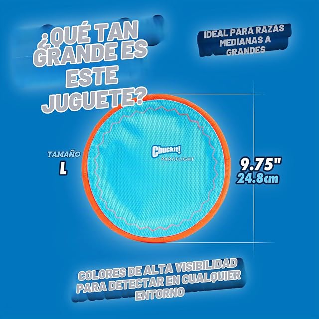 Foto 3 de 7 de Chuckit! 221301 Paraflight Juguete de Perros, Frisbee Flotando y Revoloteando, L