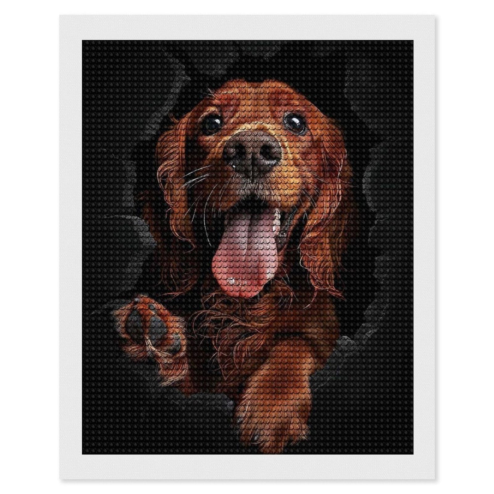 Junmoney Irish Setter Crystal Diamond Art Kit 16"x20", Modern Decor, Boho Decor, Wall Art Gift, Decorative Artwork, Creative Hobby