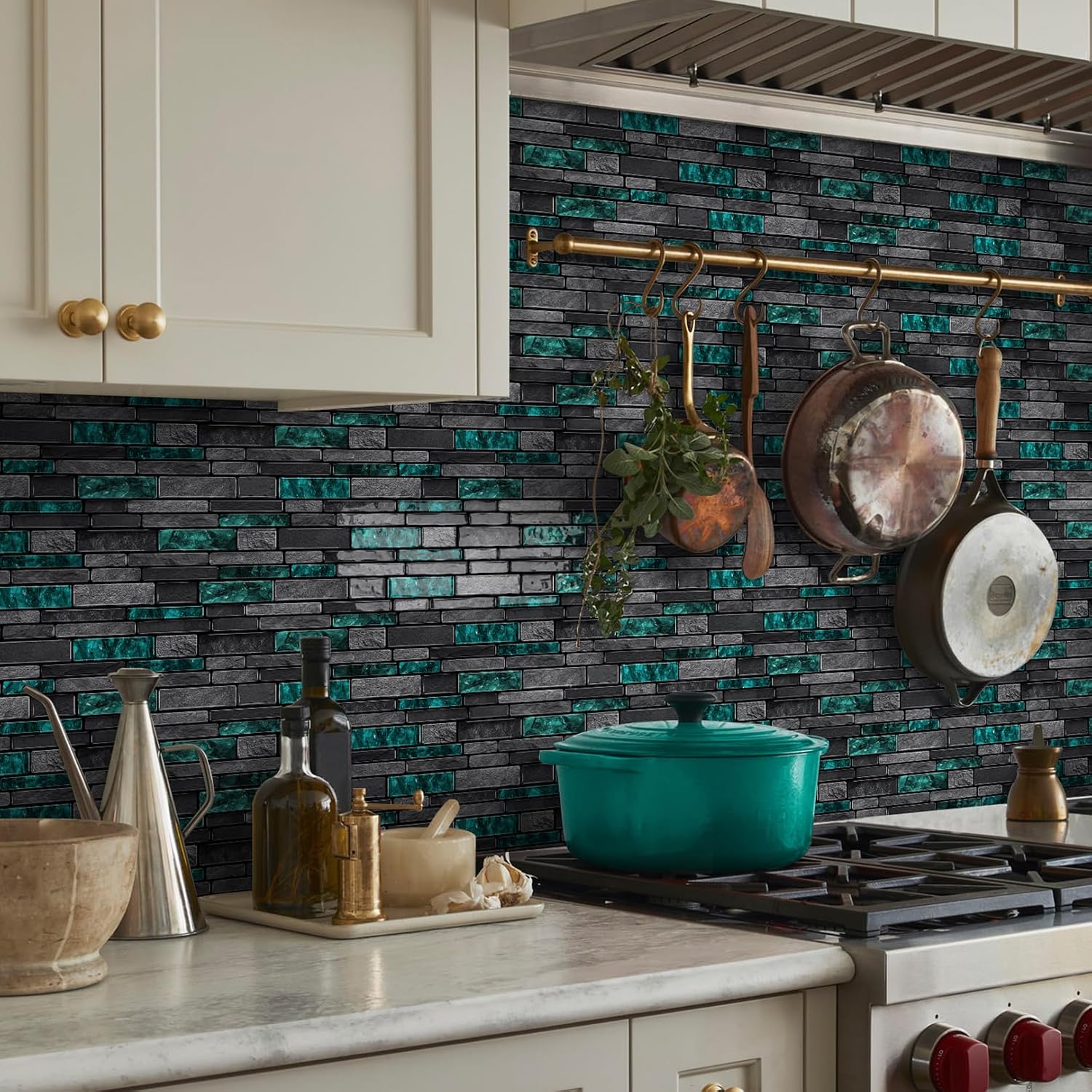 VICCI 20-Sheet Peel and Stick Backsplash, 3D Textured 9.69"x4.72" Waterproof Wall Tiles Stick on Kitchen, Bathroom, Laundry