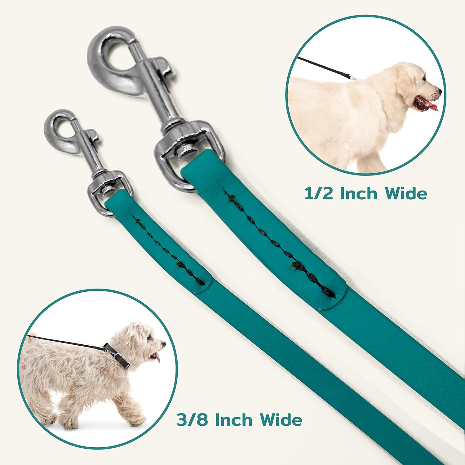 Jelly Pet Leash l Waterproof and Easy to Clean l Made in America l Stronger Than Leather (1/2" x 6', Red)