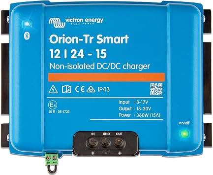 Victron Energy Orion-Tr Smart DC to DC Charger Bluetooth - 12/24-Volt 15 amp 360-Watt - Battery Charger for Dual Battery Systems - Non-Isolated