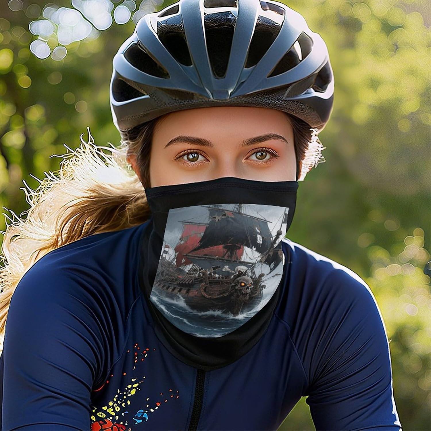 Pirate Ship at Sea Neck Gaiter Face Mask UV Protection for Men Women, Breathable Quick Dry Face Cover Bandana Outdoor Sports Balaclava Wind-Proof for Hiking Skiing Motorcycle Cycling