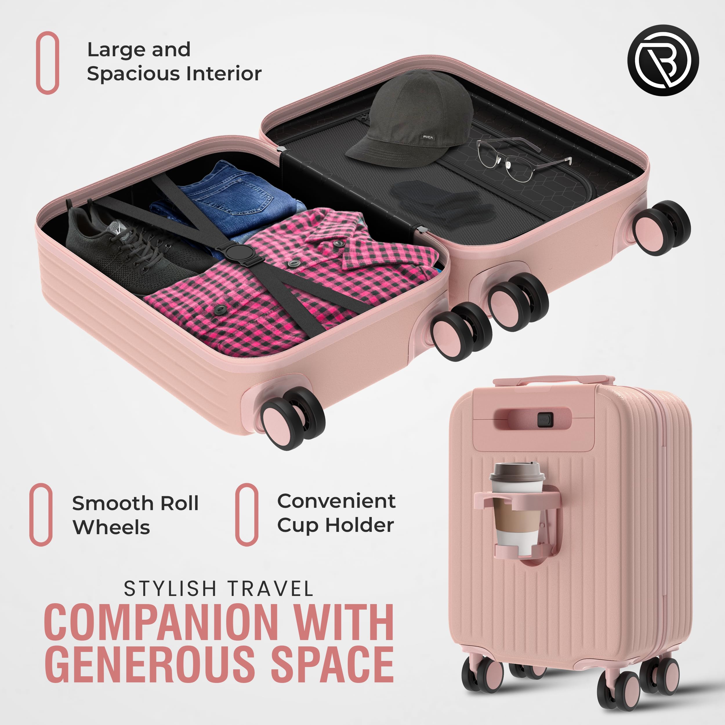 Border 2 Border Travel Underseat carry on luggage with wheels suitcase