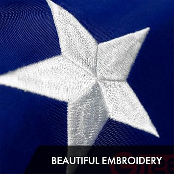 G128 American USA Flag | 6x10 Ft | ToughWeave Series Embroidered 300D Polyester | Country Flag, Embroidered Stars, Sewn Stripes, Indoor/Outdoor, Brass Grommets