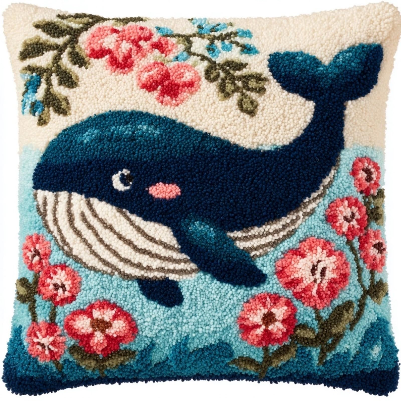 Axiangzik Flowers And Whales Latch Hook Pillow Kits With Yarn,
