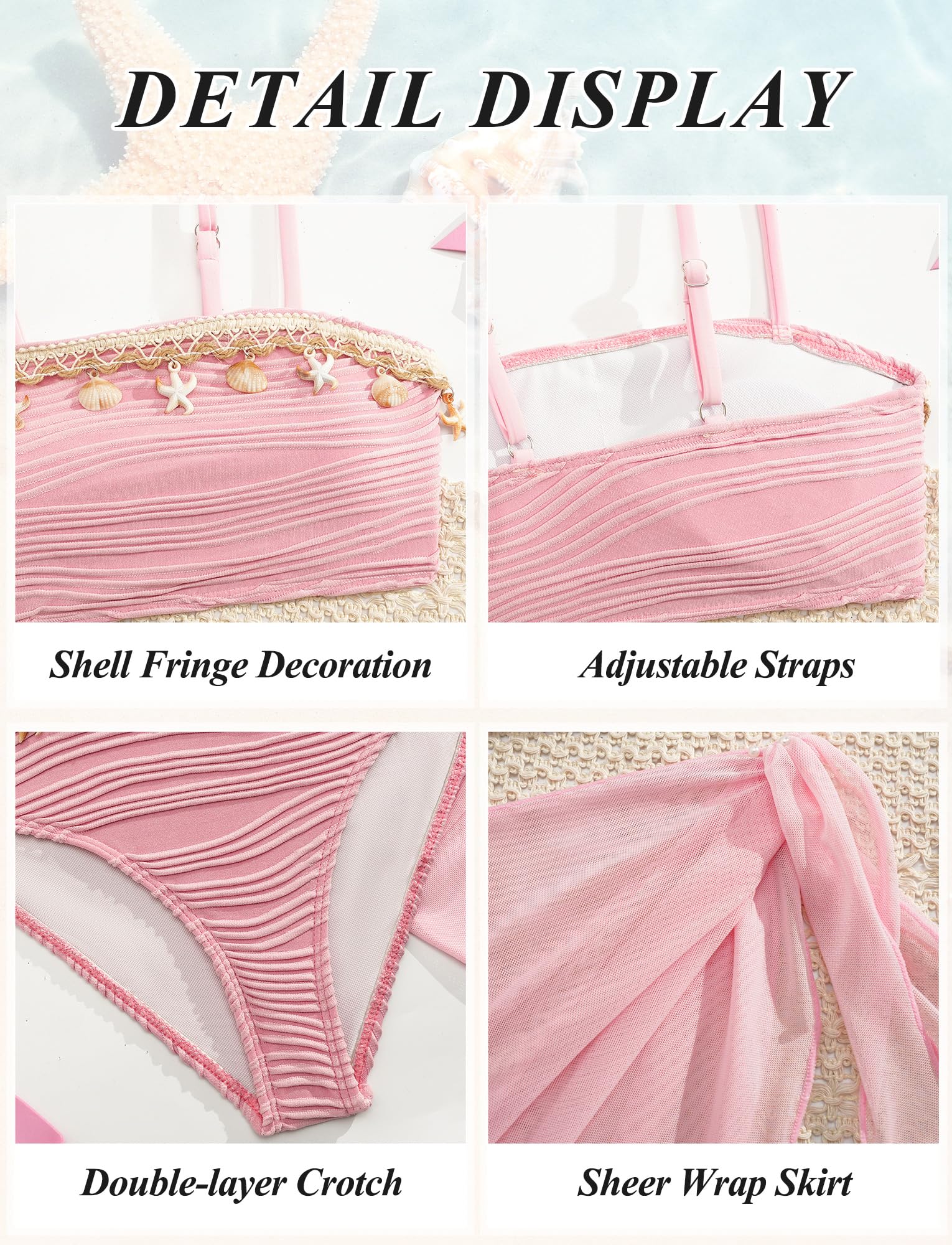 SEAUR Bikini Ragazza Costume da Bagno a Triangolo Mode 3 Pezzi Abbigliamento da Spiaggia Bambina Tankini Estivo 8-12 Anni