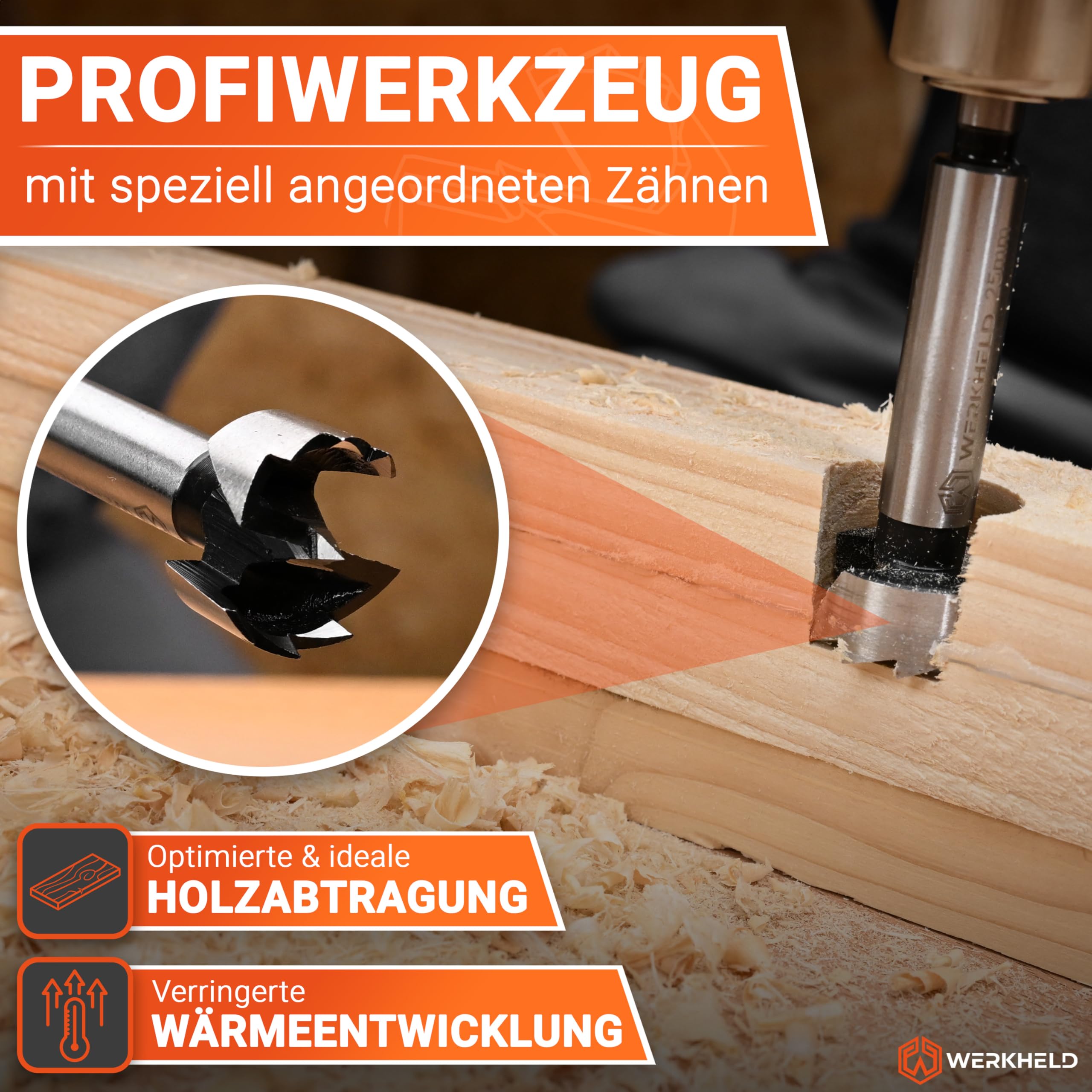 Forstnerbohrer Set [präzise & extra gehärtet] - 13 unterschiedliche Lochbohrer von 10 bis 60 mm für alle Holz-Arten [inkl. Box zur Aufbewahrung]