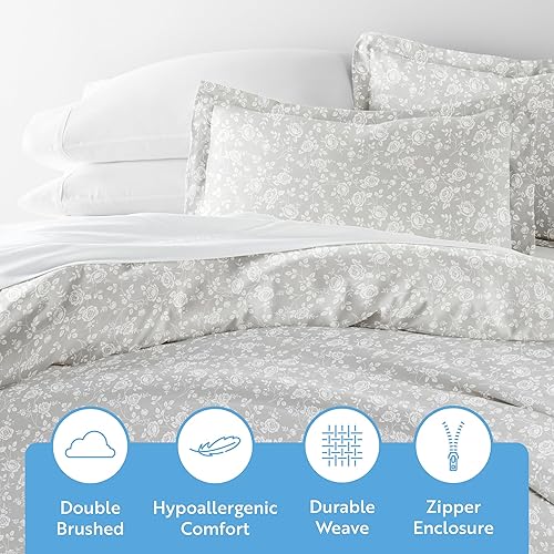 Miniatura 4 de Linen Market iEnjoy Home Hotel Collection - Juego de funda de edredón de 3 piezas ultra suave con patrón de color gris rosa, tamaño KingCalifornia