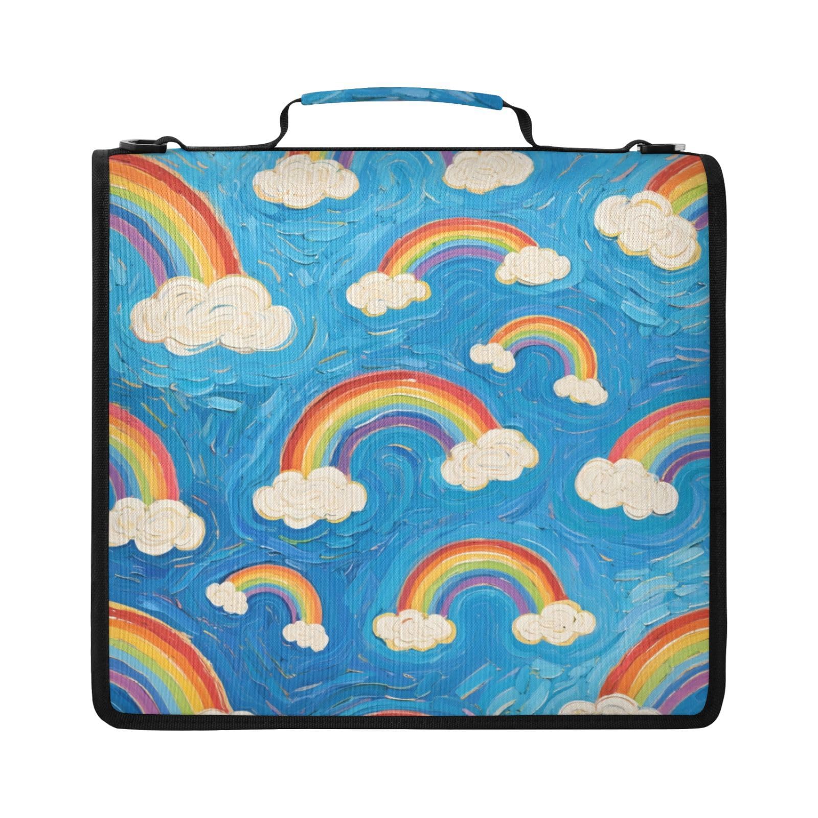 Rainbow Cloud Blue Art Zipper 3 anelli raccoglitore borsa