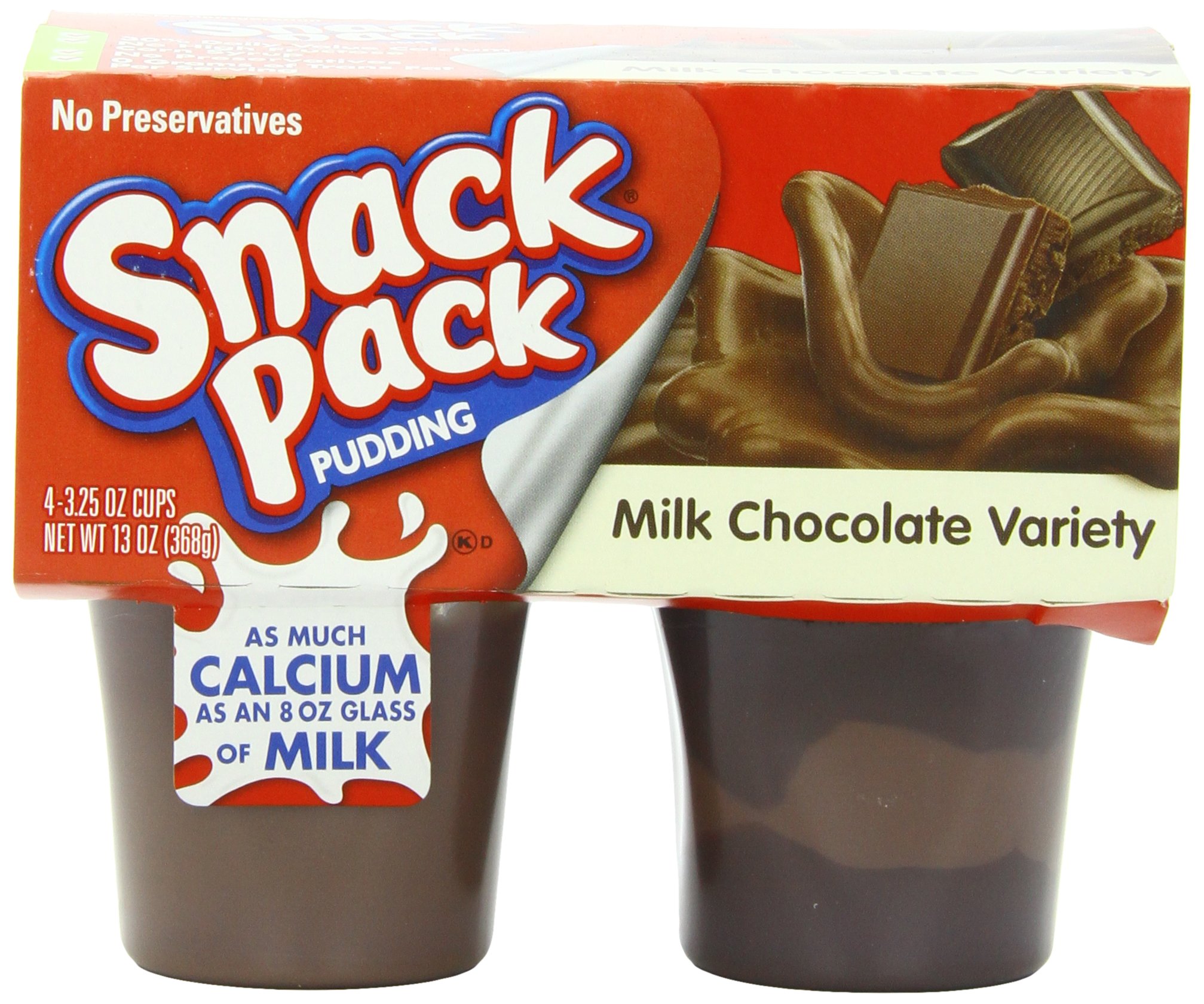 Hunts Snack Pack Pudding Variety, Milk Chocolate, 4 Count (Pack of 12)