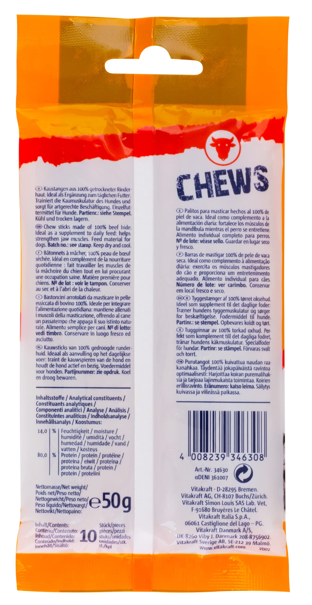 Vitakraft Bastoncini torsadés, 10 Pezzi, 50g