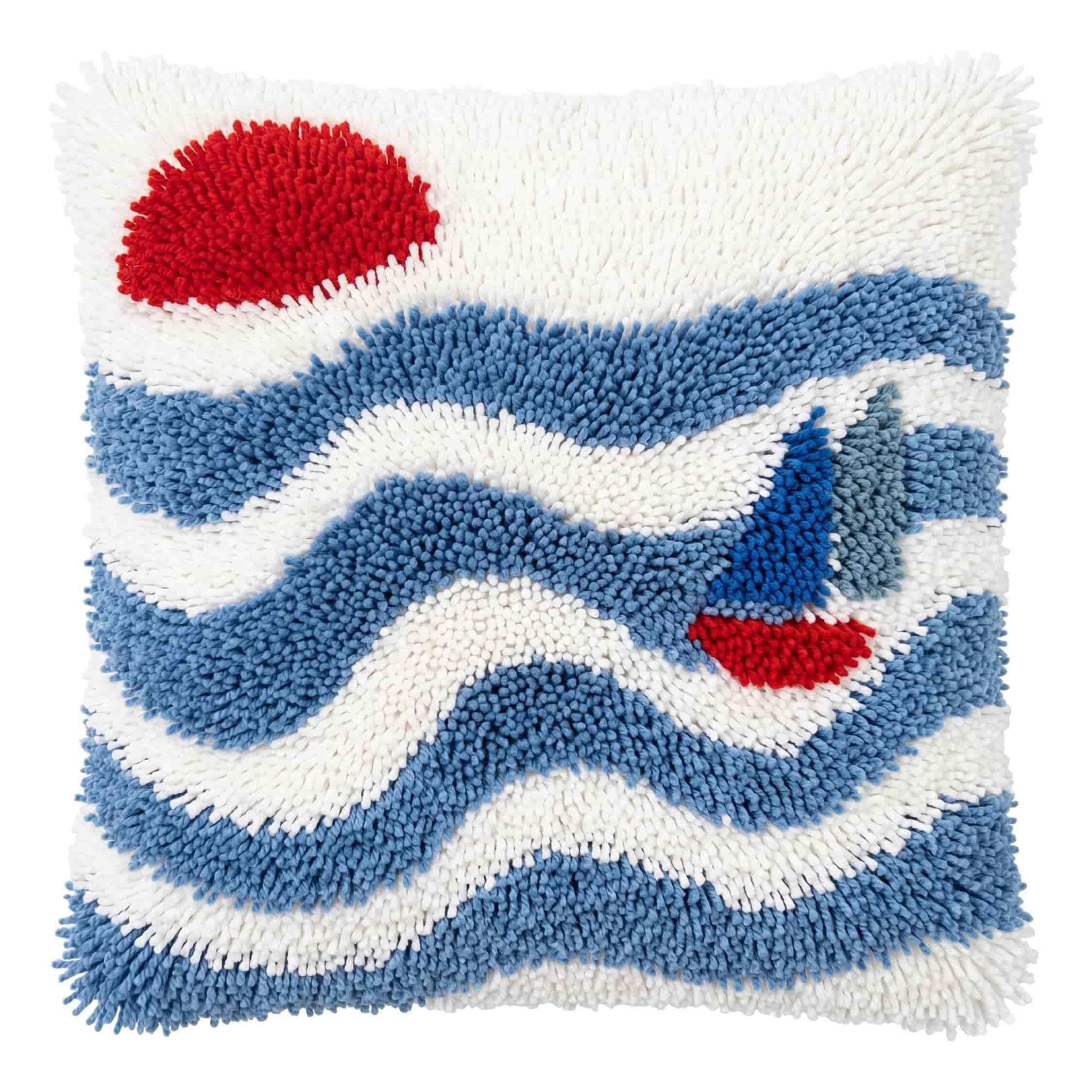 AxiangziK Latch Hook DIY Pillow Kit,Wave Cushion Cover 43X43Cm