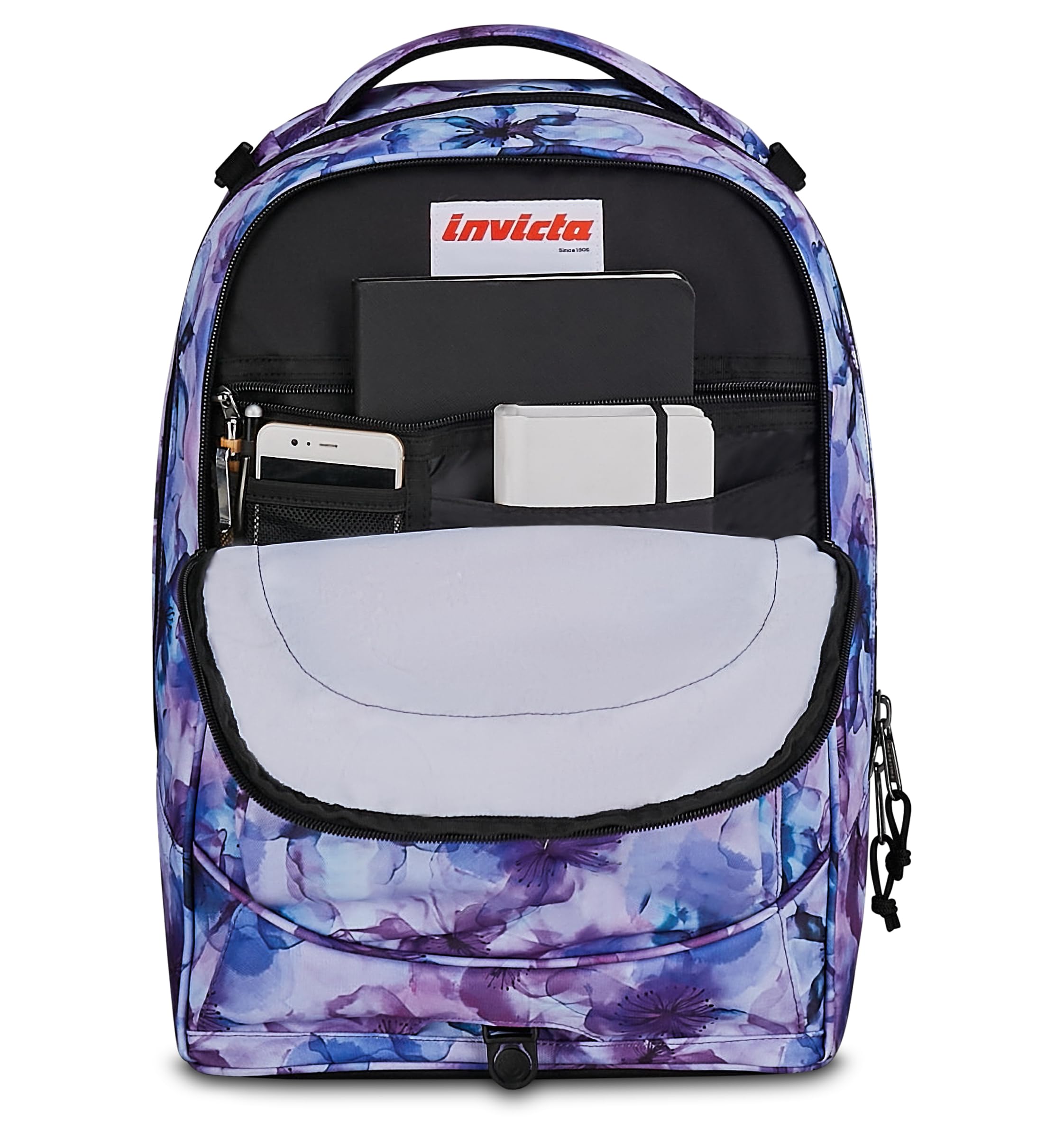 Invicta Trolley Scuola Plug Fantasy, Viola, 34 L, Doppio Scomparto, Cross-over System, Tasca attrezzata, Scomparto porta pc, Tasca portaborraccia, Scuola media e superiore, Ragazza